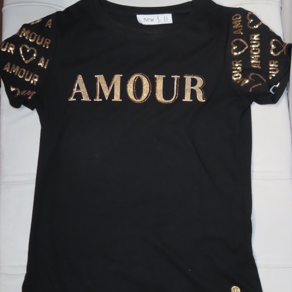 Amour Black cotton sequin shirt